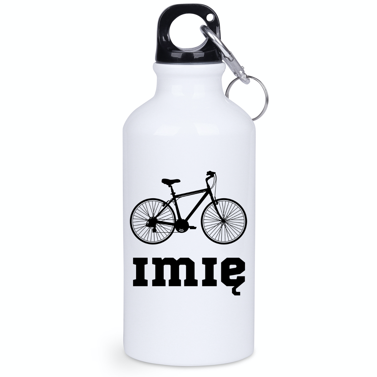 Butelka biała 400 ml z grafiką roweru i imieniem do wyboru – dla rowerzystów #11