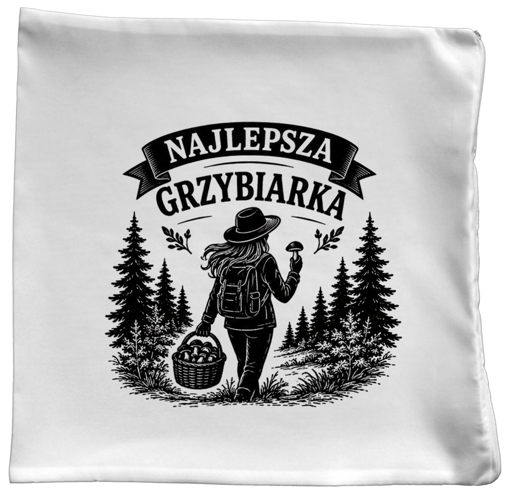 Poduszka prezent dla miłośniczki grzybów z nadrukiem "Najlepsza Grzybiarka" - grzyby #3