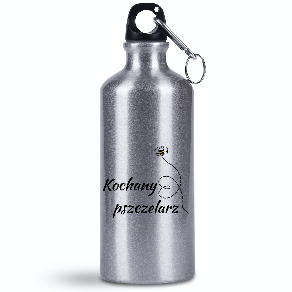 Butelka srebrna 500 ml z nadrukiem „Kochany pszczelarz” – pszczelarstwo #6