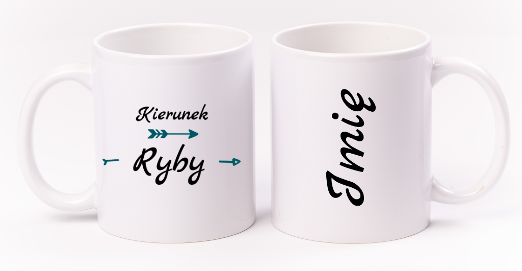 Kubek biały z nadrukiem: "Kierunek Ryby" - wędkarstwo #4
