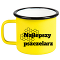 Kubek emaliowany żółty z napisem „Najlepszy Pszczelarz” – pszczelarstwo #4