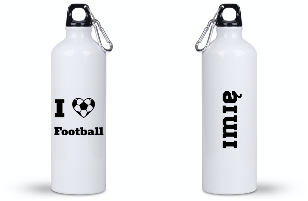 Butelka biała 800 ml z nadrukiem "I Love Football" – piłka nożna #12