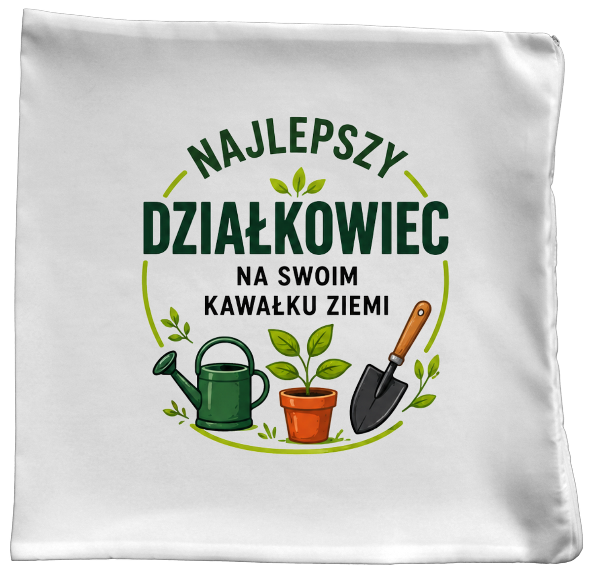 Poduszka z nadrukiem „Najlepszy działkowiec na swoim kawałku ziemi” – działka, ogród #4