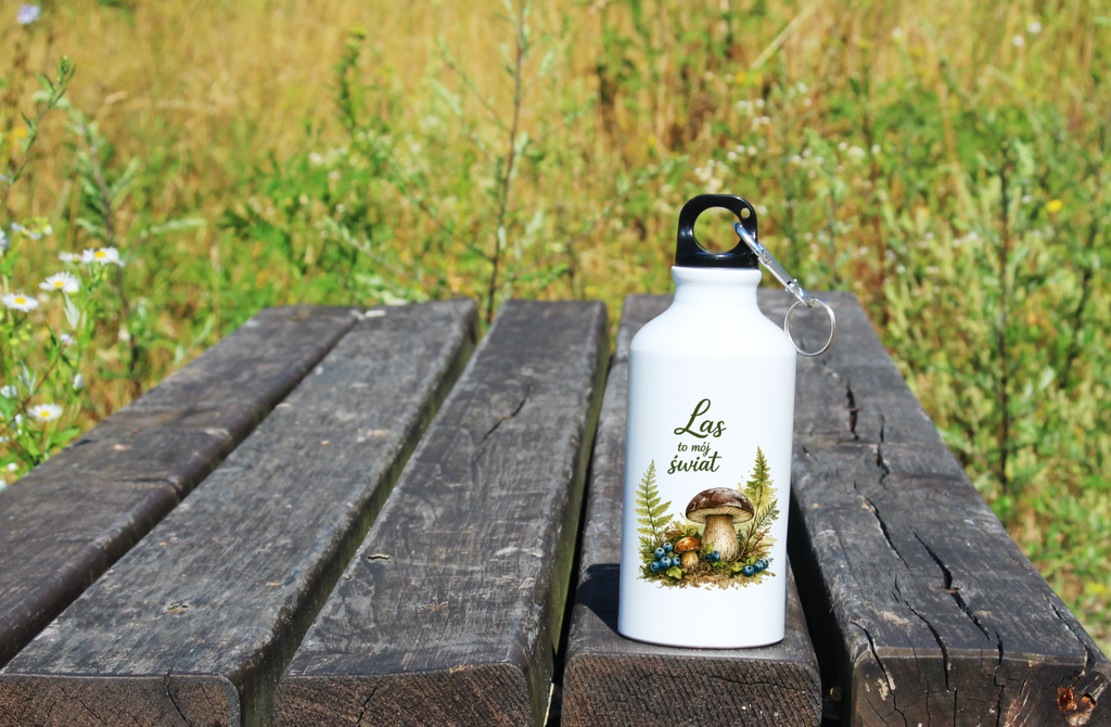 Butelka biała 400 ml z nadrukiem „Las to mój świat” – na grzyby #9