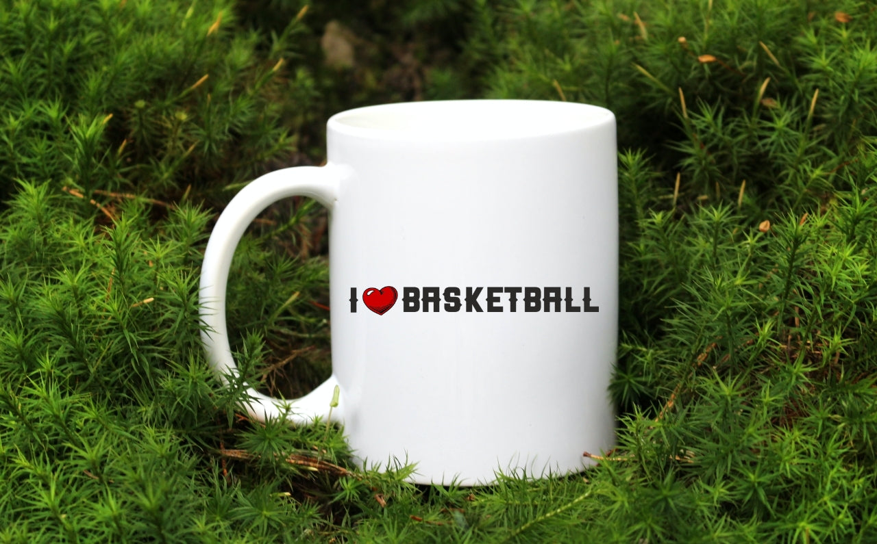 Kubek biały z nadrukiem "I LOVE BASKETBALL" - koszykówka #3