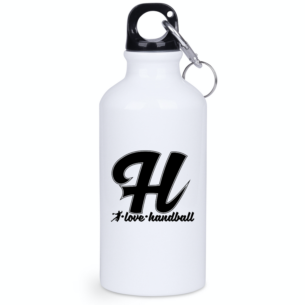 Butelka białka 400 ml z czarnym napisem: "I love handball" i literką H #7
