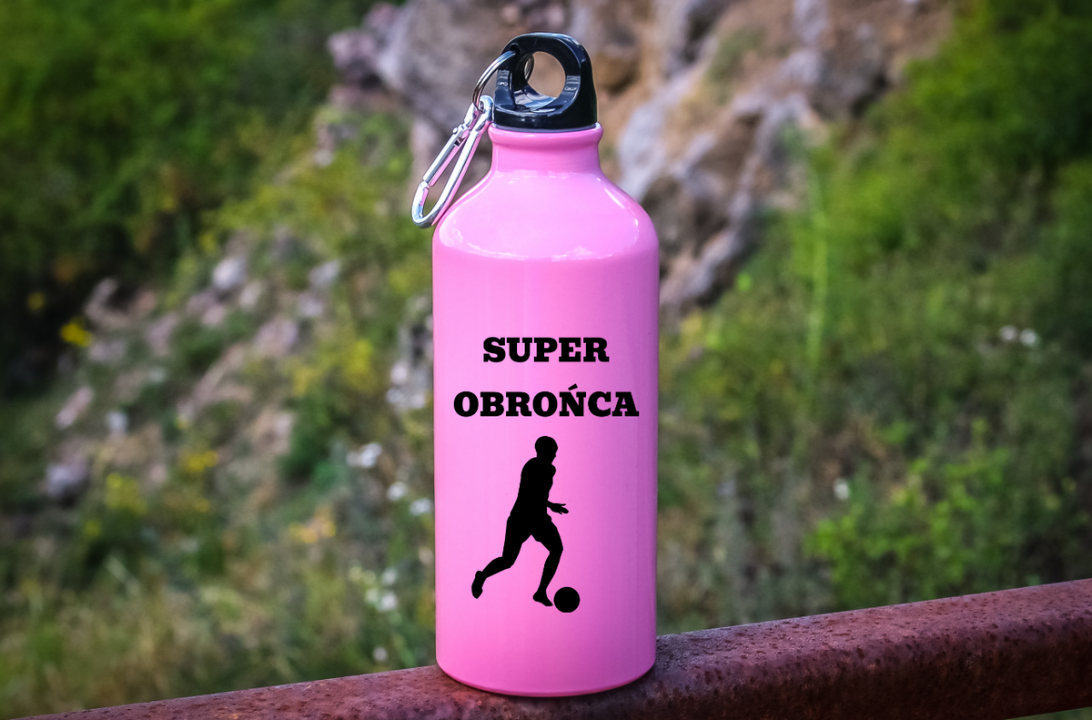 Butelka różowa 600 ml z napisem "Super Obrońca" #5