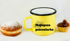 Kubek emaliowany żółty z napisem "Najlepsza pszcelarka" – pszczelarstwo #3