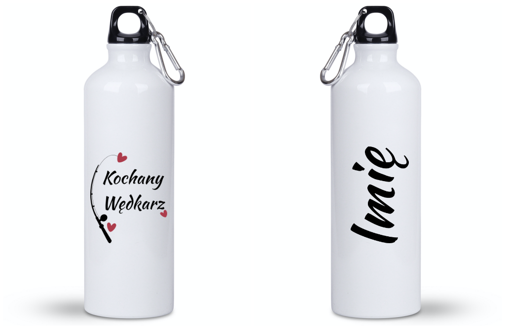 Butelka biała 800 ml z nadrukiem "Kochany Wędkarz" - wędkarstwo #1