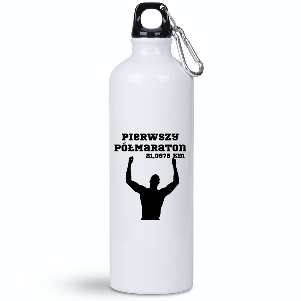 Bidon biały 800 ml pamiątka po półmaratonie + imię i czas – bieganie #8