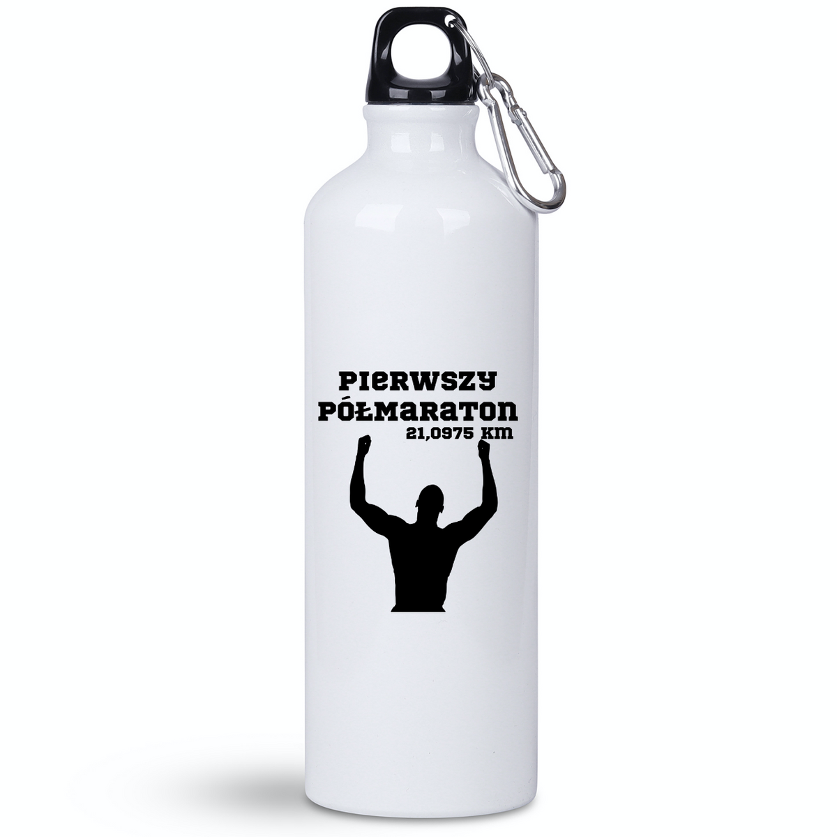 Bidon biały 800 ml pamiątka po półmaratonie + imię i czas – bieganie #8