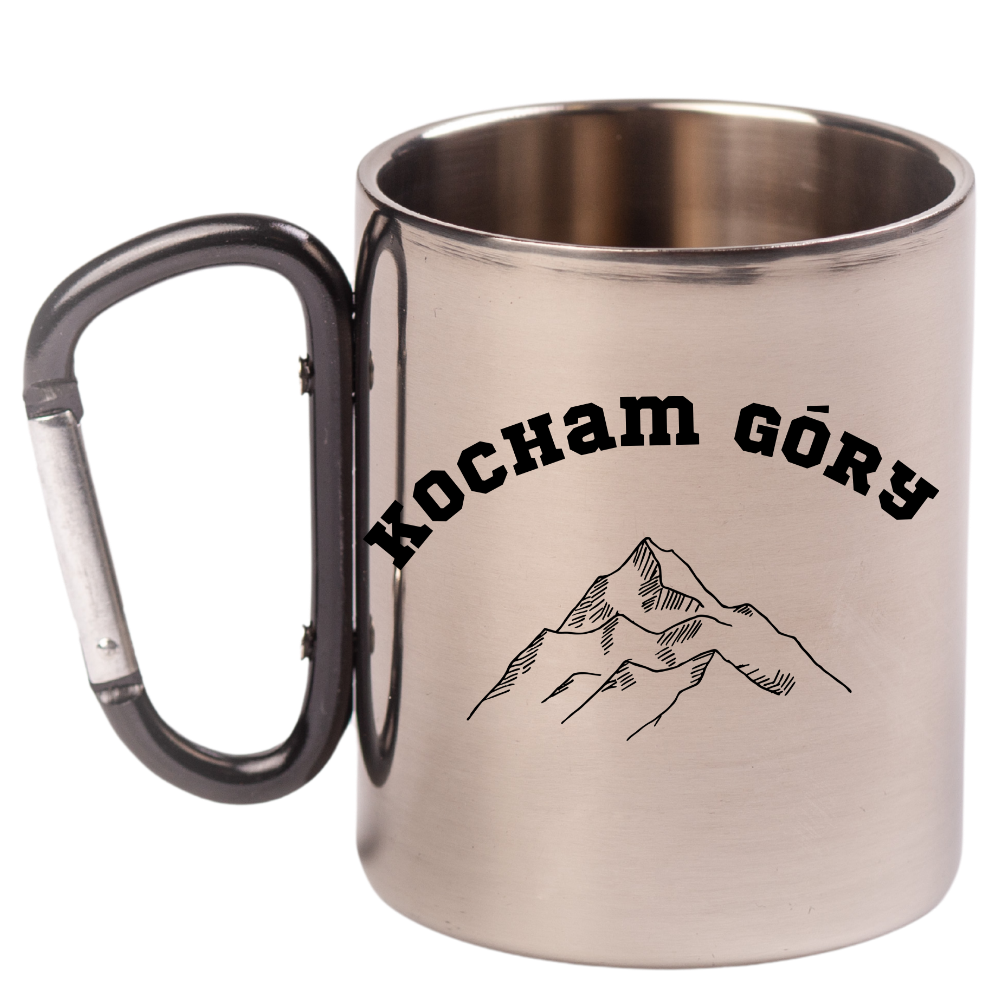 Kubek z czarnym karabińczykiem, nadruk "Kocham Góry" #8
