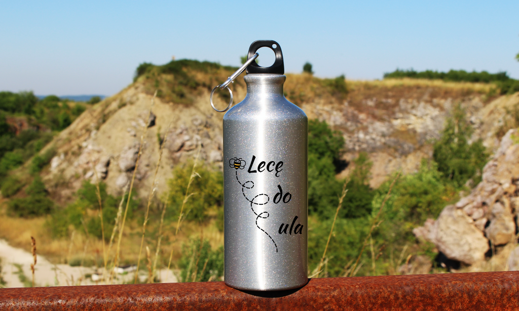 Butelka srebrna 500 ml z nadrukiem „Lecę do ula” – pszczelarstwo #7