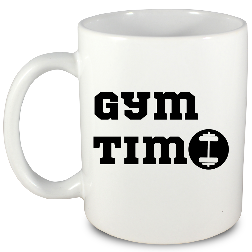 Kubek biały z nadrukiem "Gym Time" - na prezent, siłownia #1