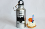 Butelka srebrna 400 ml z nadrukiem „Rzuć wszystko, jedź pod namiot” – camping, namiot #9