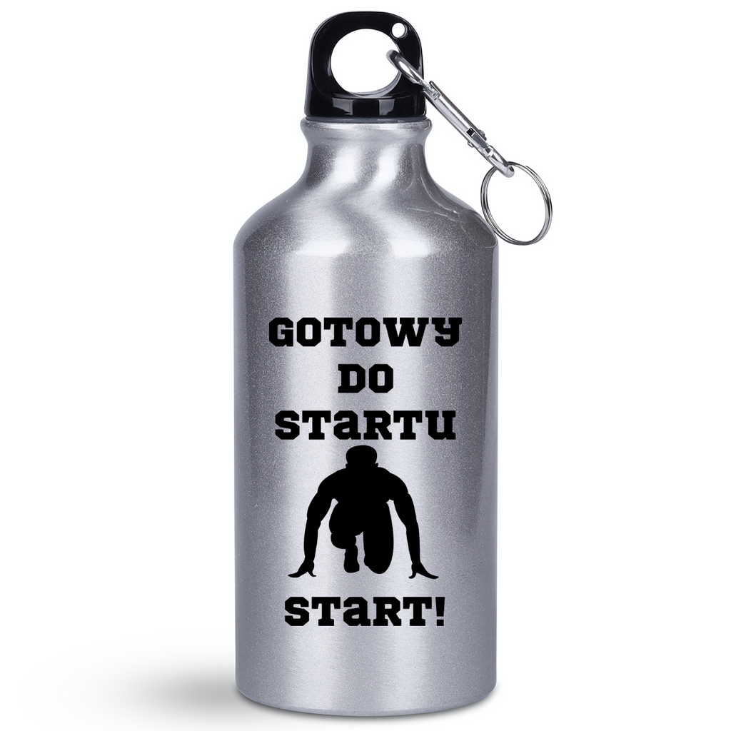 Butelka srebrna 400 ml z nadrukiem "Gotowy do startu, start!" dla panów – bieganie #6