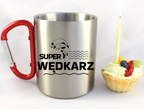 Kubek metalowy z napisem Super Wędkarz, prezent dla wędkarza, na ryby, ryba