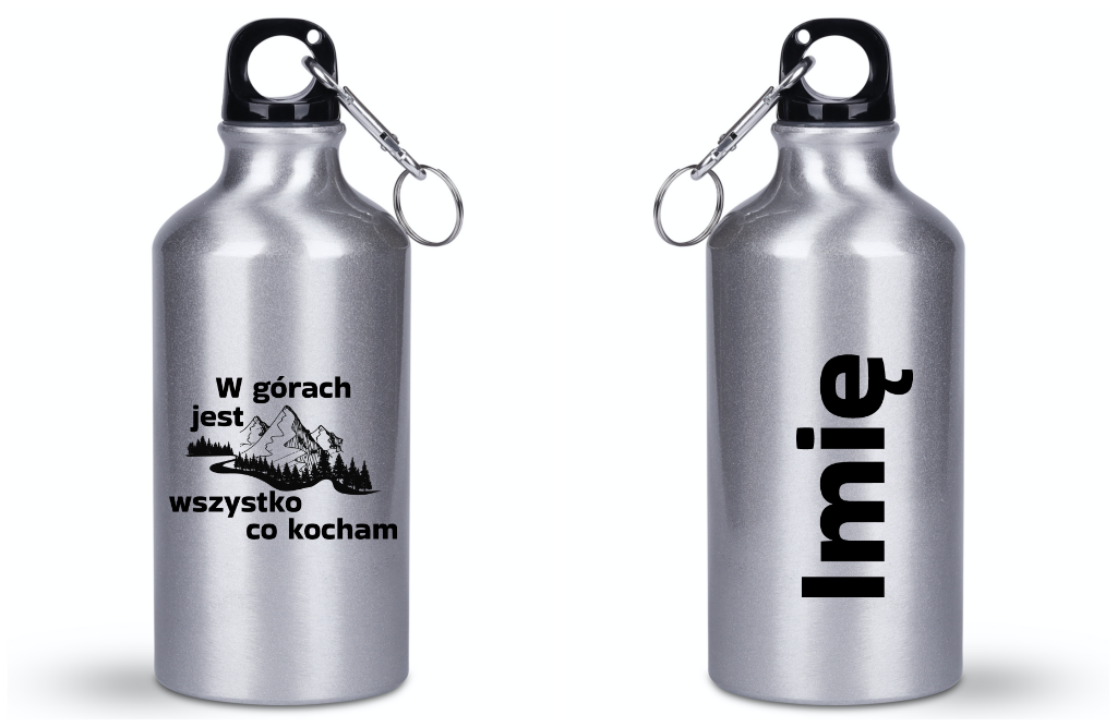 Butelka srebrna 400 ml z nadrukiem „W górach jest wszystko co kocham” #3