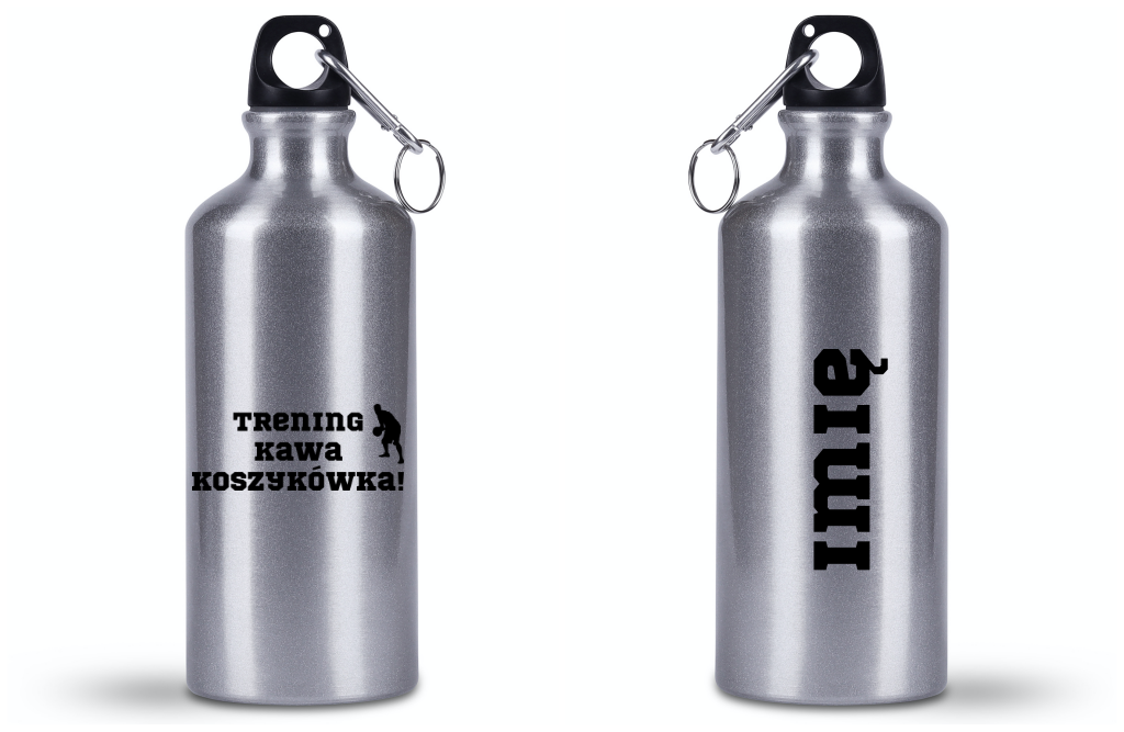 Butelka srebrna 500 ml z nadrukiem "Trening Kawa Koszykówka" #3
