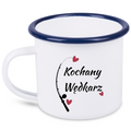 Kubek emaliowany biały z nadrukiem "Kochany Wędkarz" #2