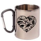 Kubek metalowy 300 ml z czarnym karabińczykiem i nadrukiem wędkarskie serce oraz imieniem do wyboru #3