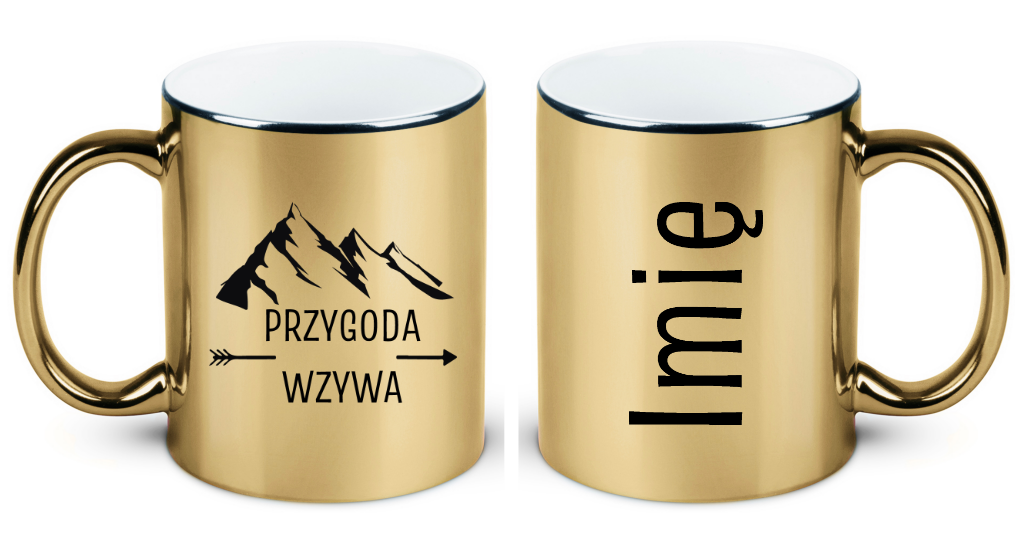 Kubek złoty z nadrukiem „Przygoda wzywa” – podróż, trekking #5