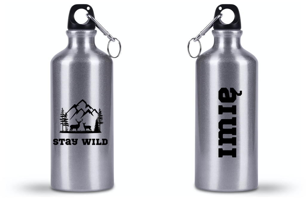 Bidon srebrny 500 ml z nadrukiem „Stay wild” - przygoda, przyroda, eskapada #7