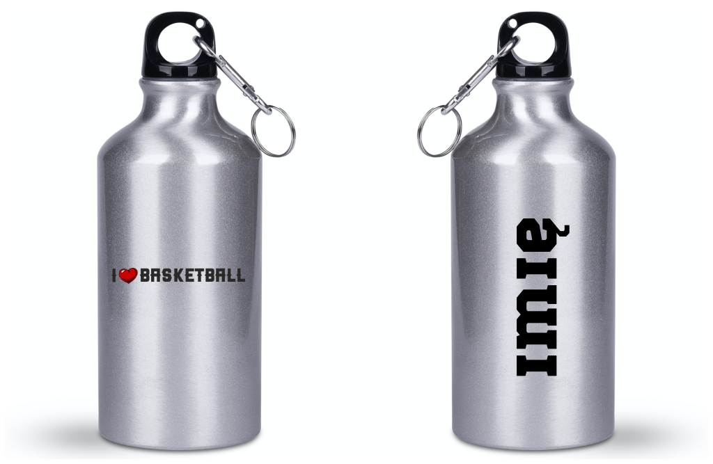 Kubek srebrny 400 ml z nadrukiem "I LOVE BASKETBALL" #1