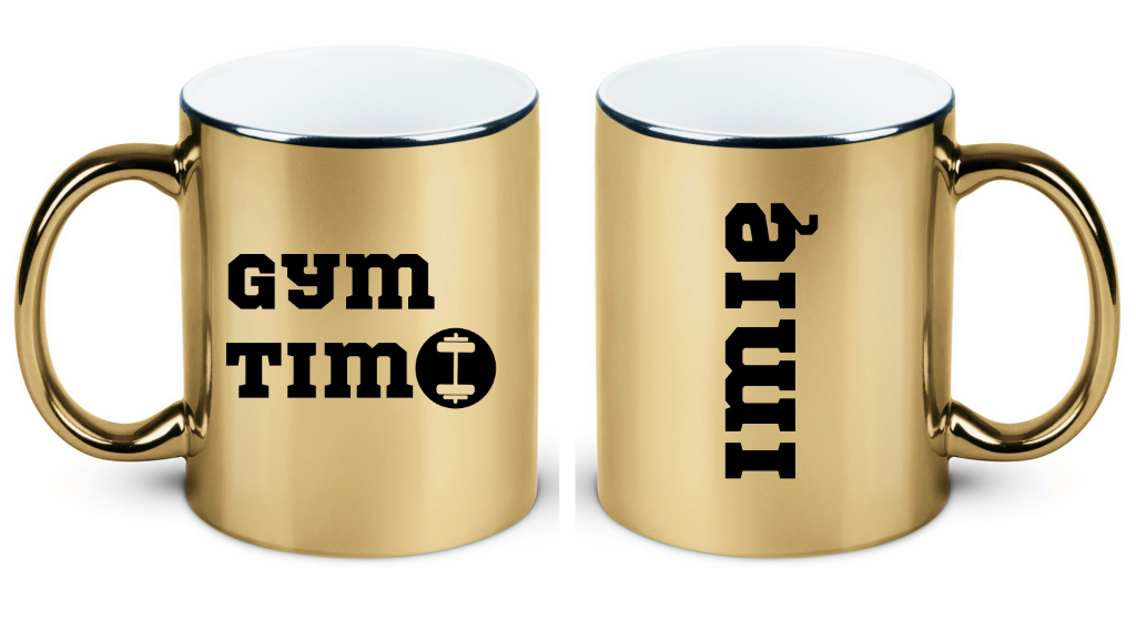Kubek złoty prezent z nadrukiem "Gym Time" - siłownia #1
