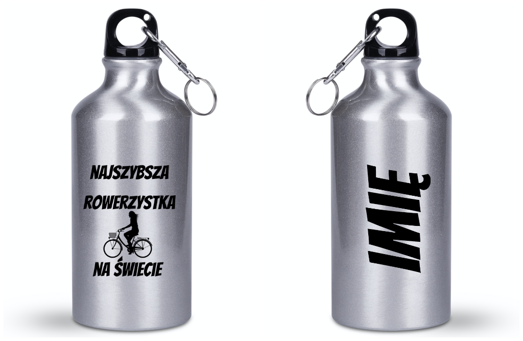 Butelka srebrna 400 ml z nadrukiem „Najszybsza rowerzystka na świecie” – dla rowerzystki #4