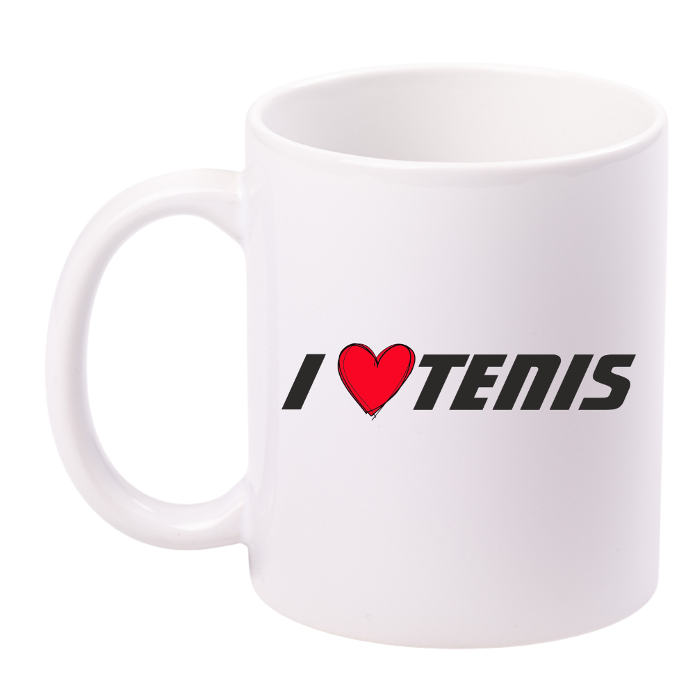 Kubek biały z napisem "I love tenis" #1