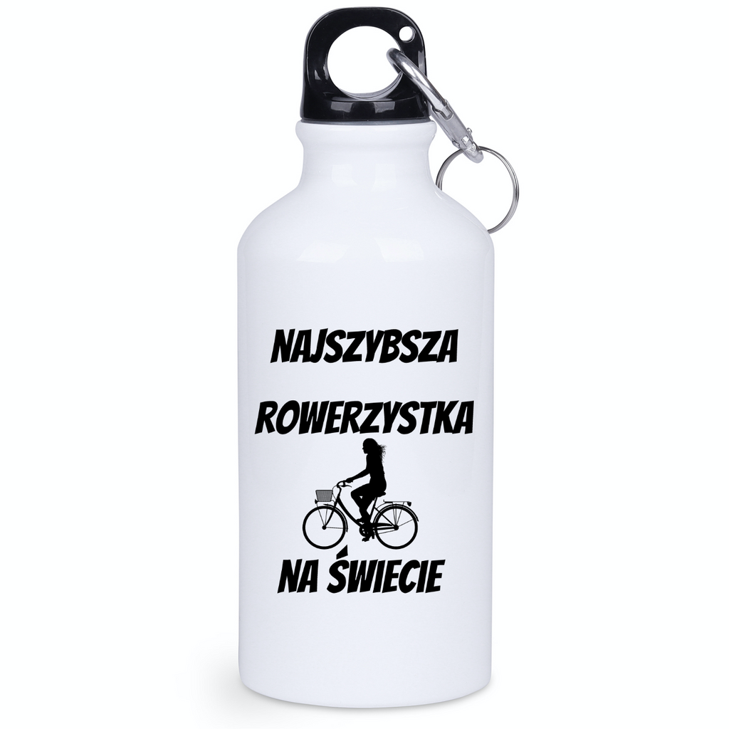 Butelka biała 400 ml z nadrukiem „Najszybsza rowerzystka na świecie” – dla rowerzystki #4