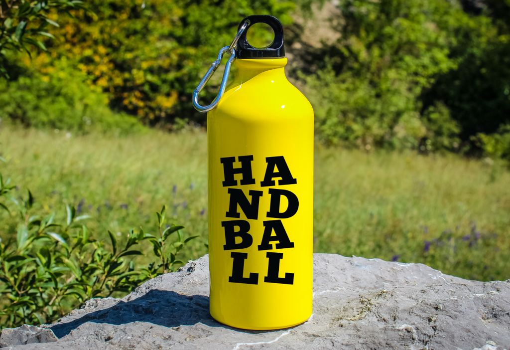 Żółta butelka z napisem "Handball" dla kibica piłki ręcznej #2