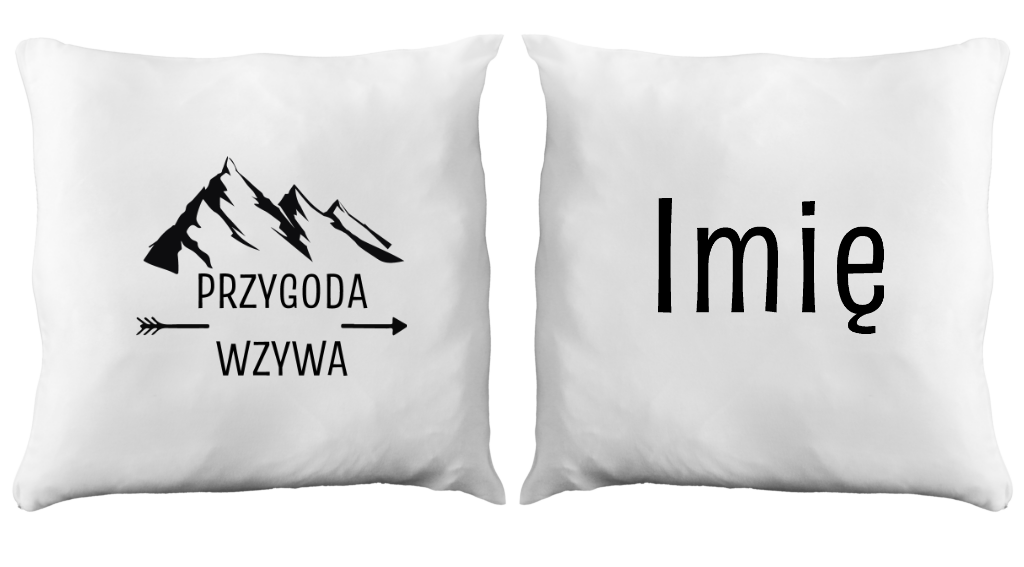 Poduszka z nadrukiem "Przygoda wzywa" - trekking, podróż #1