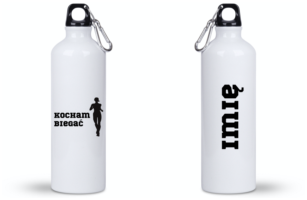 Bidon biały 800 ml z nadrukiem "Kocham Biegać", damski – bieganie #4