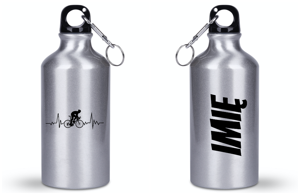 Butelka srebrna 400 ml z grafiką „Rowerowe EKG, linia życia” – dla rowerzysty #6
