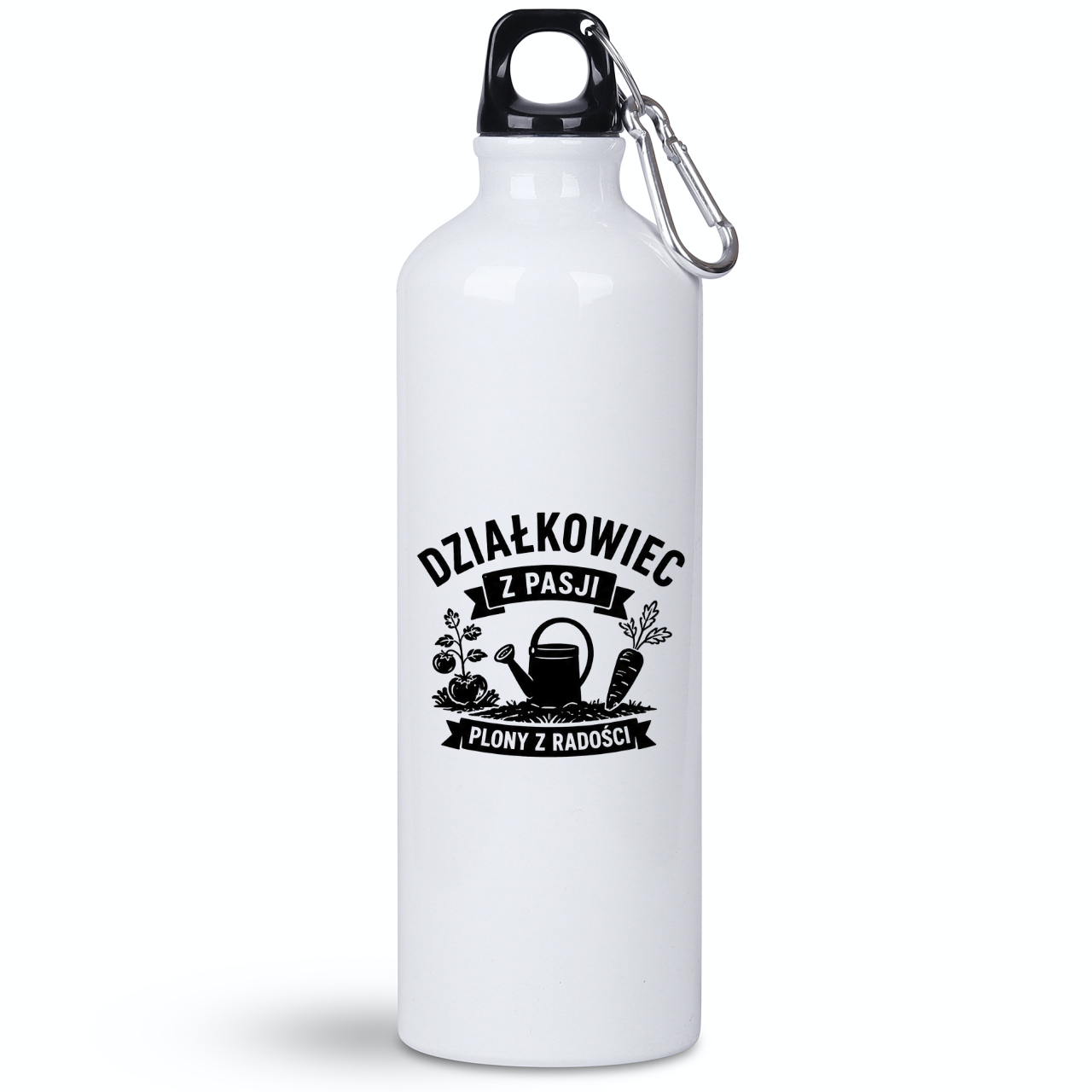 Butelka biała 800 ml z nadrukiem „Działkowiec pasji plony z raodści” – działka, ogród #7