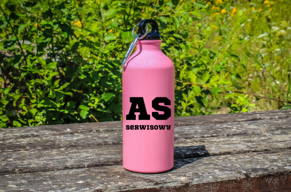 Butelka różowa 600 ml z napisem AS SERWISOWY #3