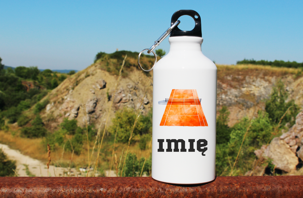 Butelka biała 400 ml z grafiką kortu tenisowego i imieniem #4