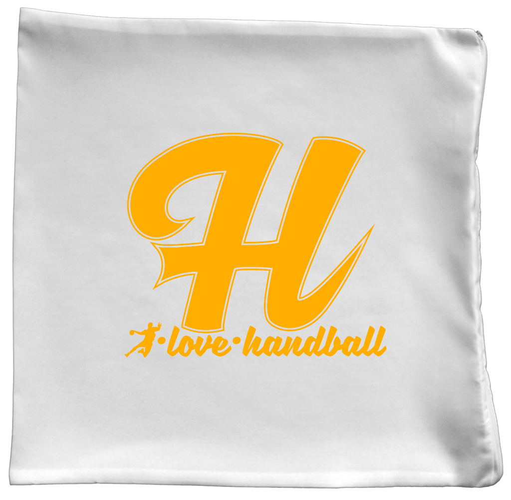 Poduszka z żółtą literą H i napisem "I Love Handball" #2