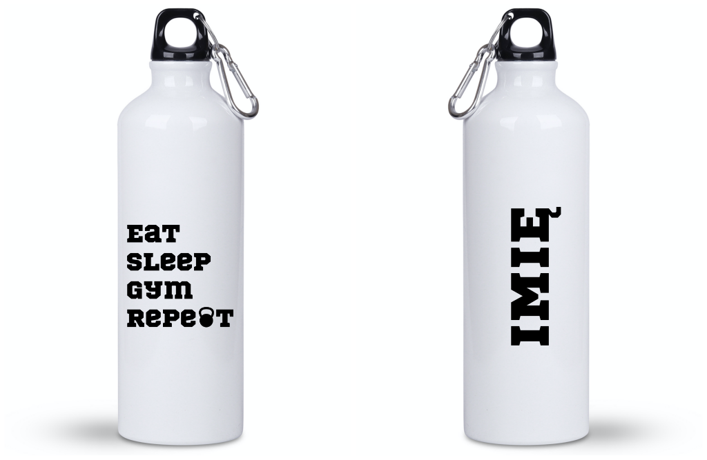 Butelka biała 800 ml na siłownię z nadrukiem "Eat Sleep Gym Repeat" #6