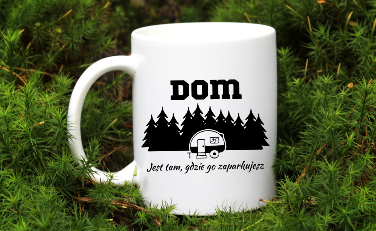 Kubek biały z nadrukiem „Dom jest tam, gdzie go zaparkujesz” – camping, trekking #7