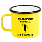Kubek emaliowany żółty z nadrukiem "Najlepszy biegacz na świecie" #1