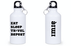 Butelka biała 400 ml z nadrukiem „Eat Sleep Travel Repeat” – podróż, wyprawa #5