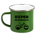 Kubek emaliowany zielony z nadrukiem "Super Rowerzysta" - dla rowerzysty #7