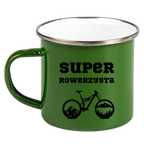 Kubek emaliowany zielony z nadrukiem "Super Rowerzysta" - dla rowerzysty #7