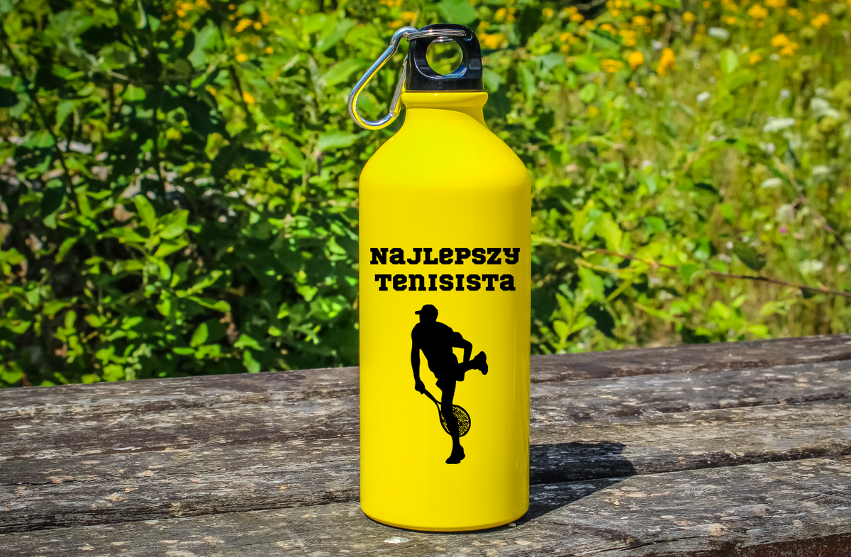 Butelka żółta 600 ml z napisem "NAJLEPSZY TENISISTA" #1
