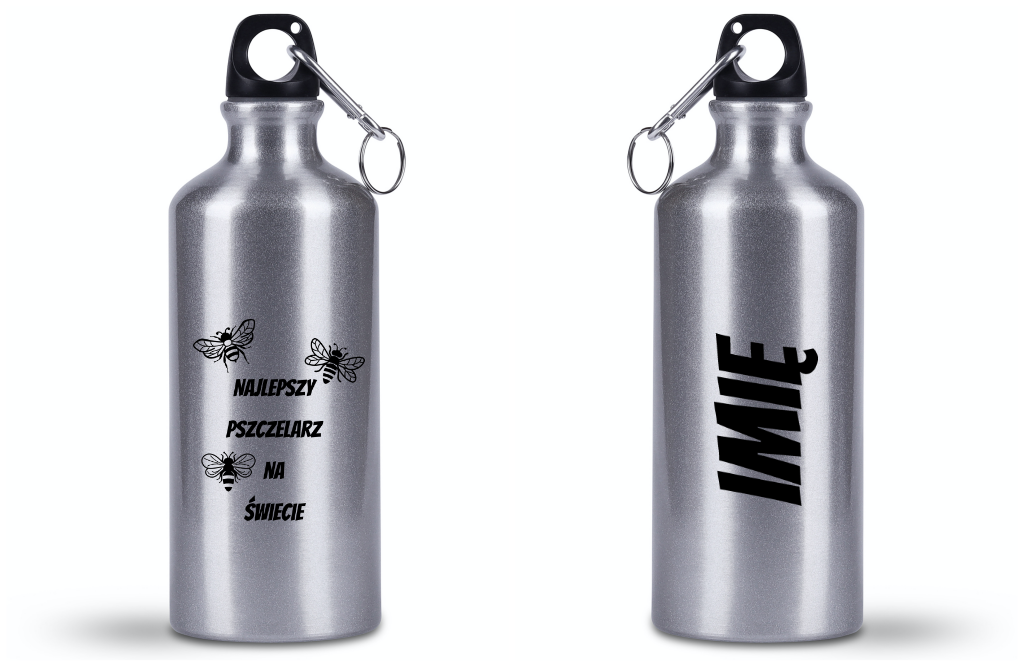 Butelka srebrna 500 ml z nadrukiem "Najlepszy pszczelarz na świecie" #1