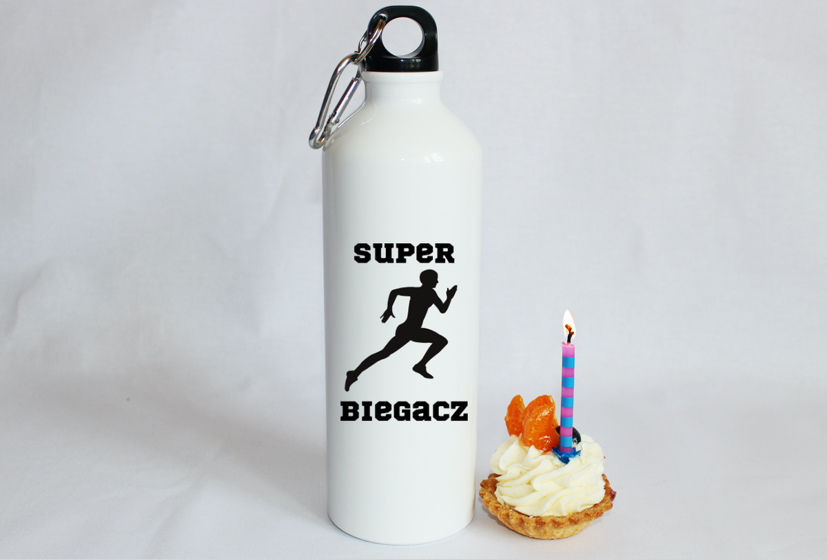 Bidon biały 800 ml z nadrukiem "Super Biegacz" – bieganie #7