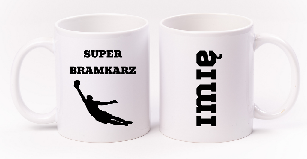 Kubek biały z nadrukiem "Super Bramkarz" – piłka nożna #15
